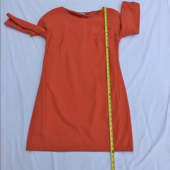 Reiss Size 10 Orange Shift Dress 3/4 Sleeve Hip Pockets Good Condition Size 10 - Picture 10 of 11